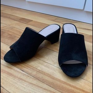 Black suede mules